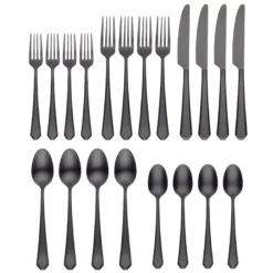Geo Black Satin 20-Piece Flatware Set
