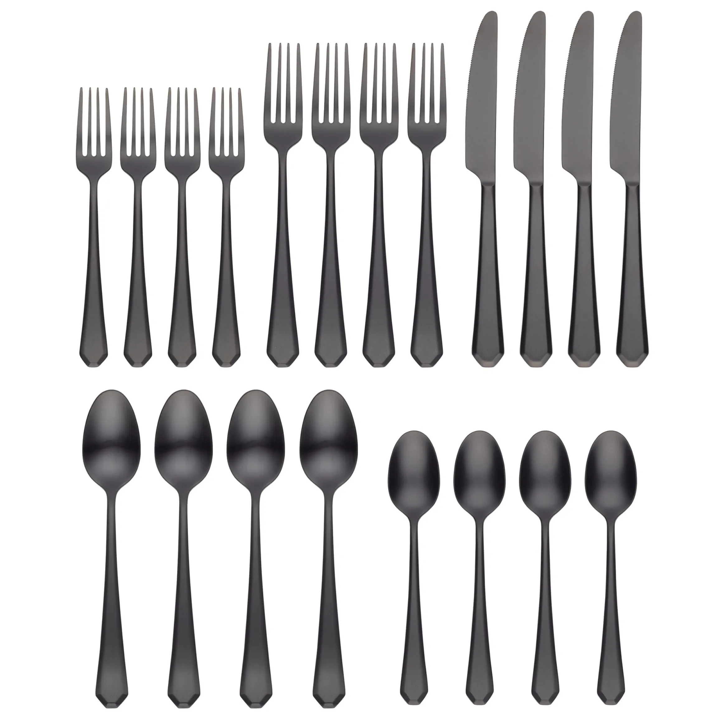 Geo Black Satin 20-Piece Flatware Set