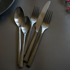 Gilda Black Satin 20-Piece Flatware Set