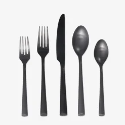 Gilda Black Satin 20-Piece Flatware Set