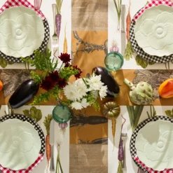 Gingham Black Dinner Plates, Set of 4