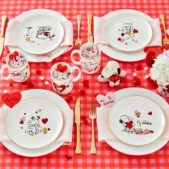 Gingham Pink Dinner Plates, Set of 4