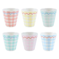 Gingham Reusable Cups, Set of 6