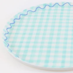 Gingham Reusable Large Plates, Set of 6