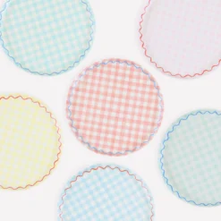 Gingham Reusable Small Plates, Set of 6