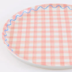 Gingham Reusable Small Plates, Set of 6