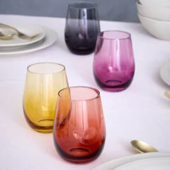Golden Hour Stemless Wine Glasses, Set of 4
