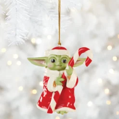 Grogu with Candy Cane Ornament