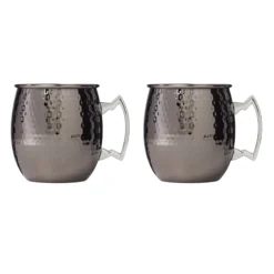 Hammered Black Moscow Mule Mugs, Set of 2