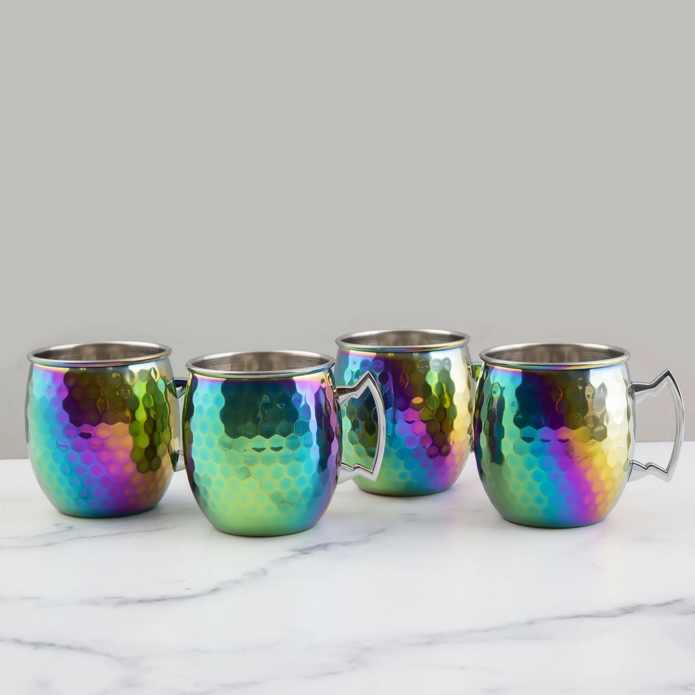 Hammered Rainbow Moscow Mule Mugs, Set of 4