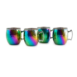 Hammered Rainbow Moscow Mule Mugs, Set of 4
