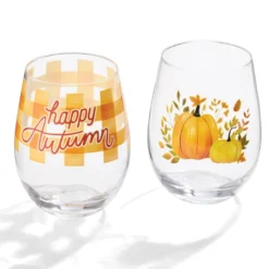Harvest Stemless Wine, Set of 2