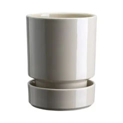Hoff Glazed Sand Stone 12cm Pot with Saucer