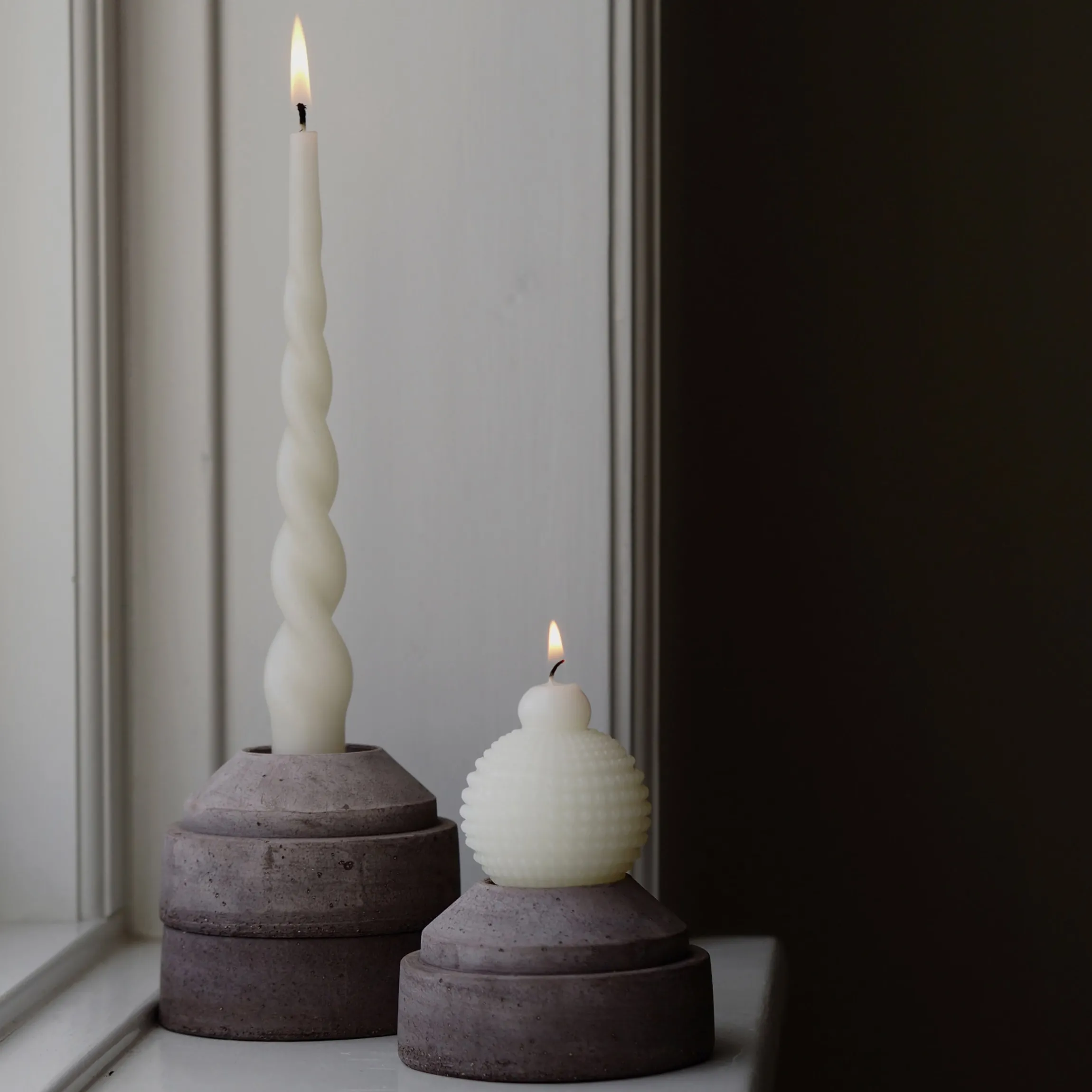 Hoff Raw Grey Candleholder