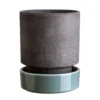 Hoff Raw Grey & Glazed Misty Blue 14cm Pot with Saucer