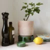 Hoff Raw Rosa & Glazed Emerald Green 8cm Pots, Set of 2