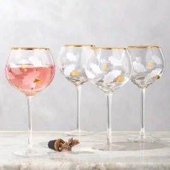Holiday Gold Balloon Glasses, Set of 4