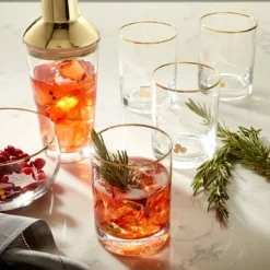 Holiday Gold Double Old-Fashioned Glasses, Set of 4