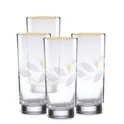 Holiday Gold Highball Glasses, Set of 4