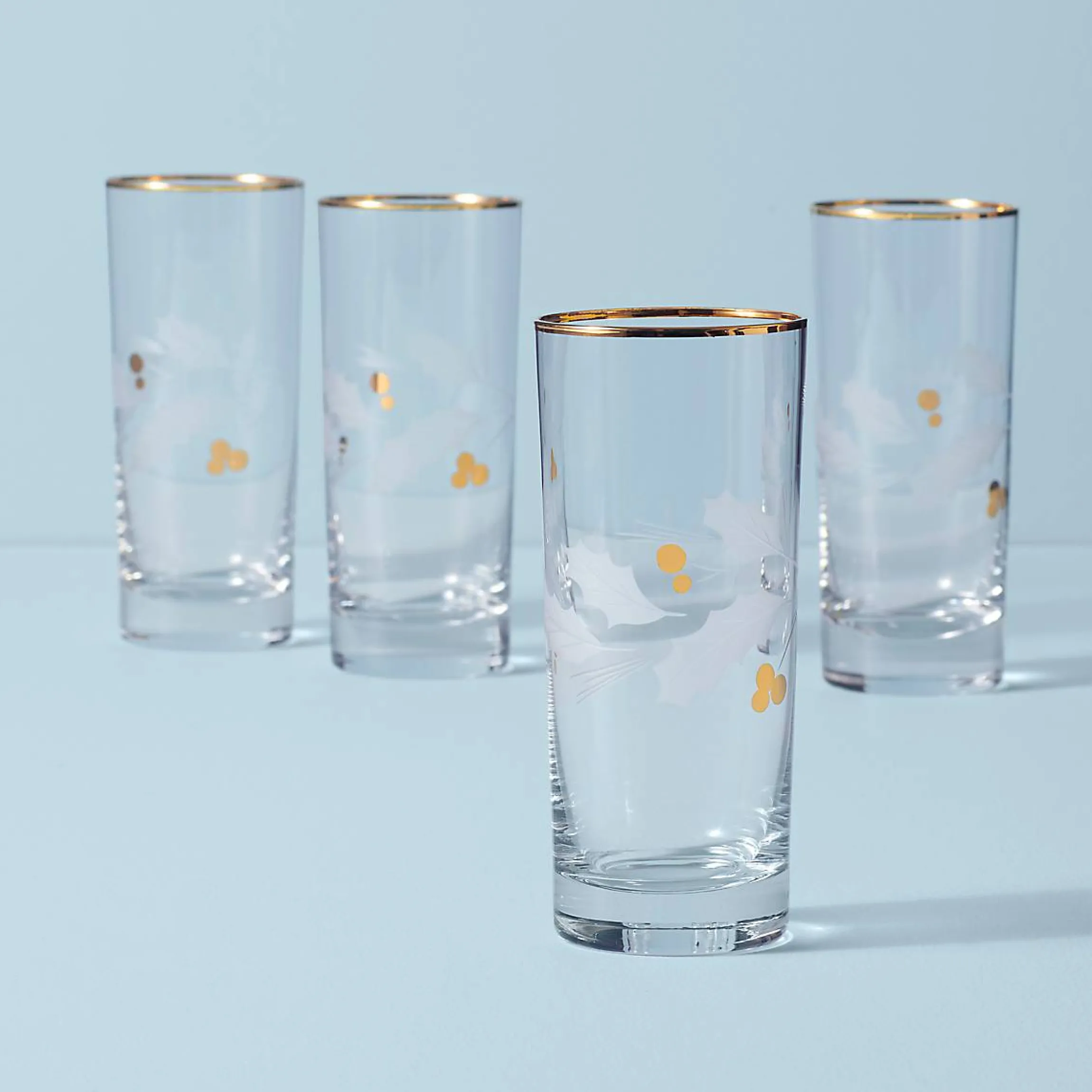Holiday Gold Highball Glasses, Set of 4