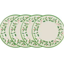 Holiday Melamine Dinner Plates, Set of 4