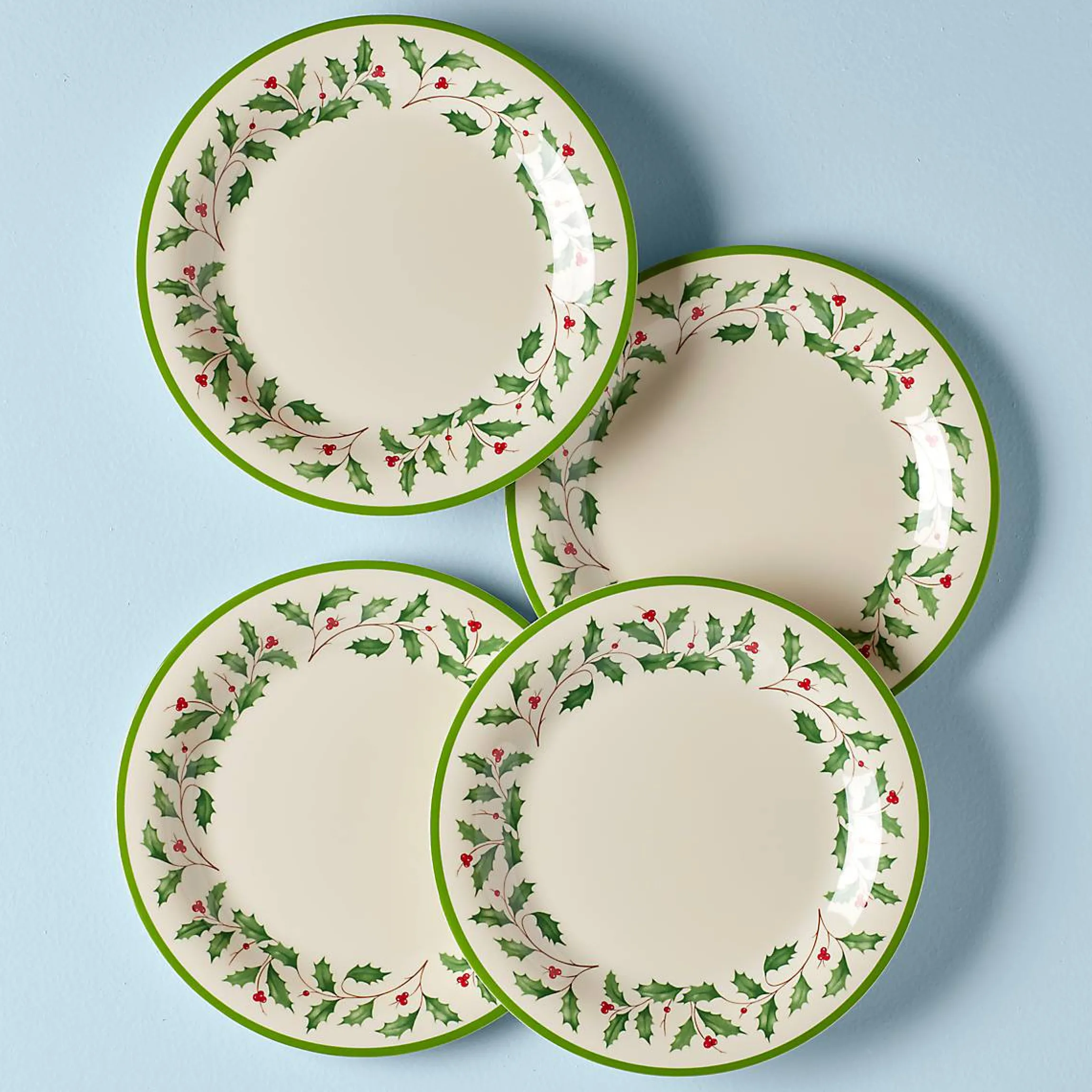 Holiday Melamine Dinner Plates, Set of 4