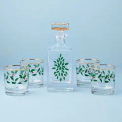 Holiday 5-Piece Decanter & Whiskey Glass Set