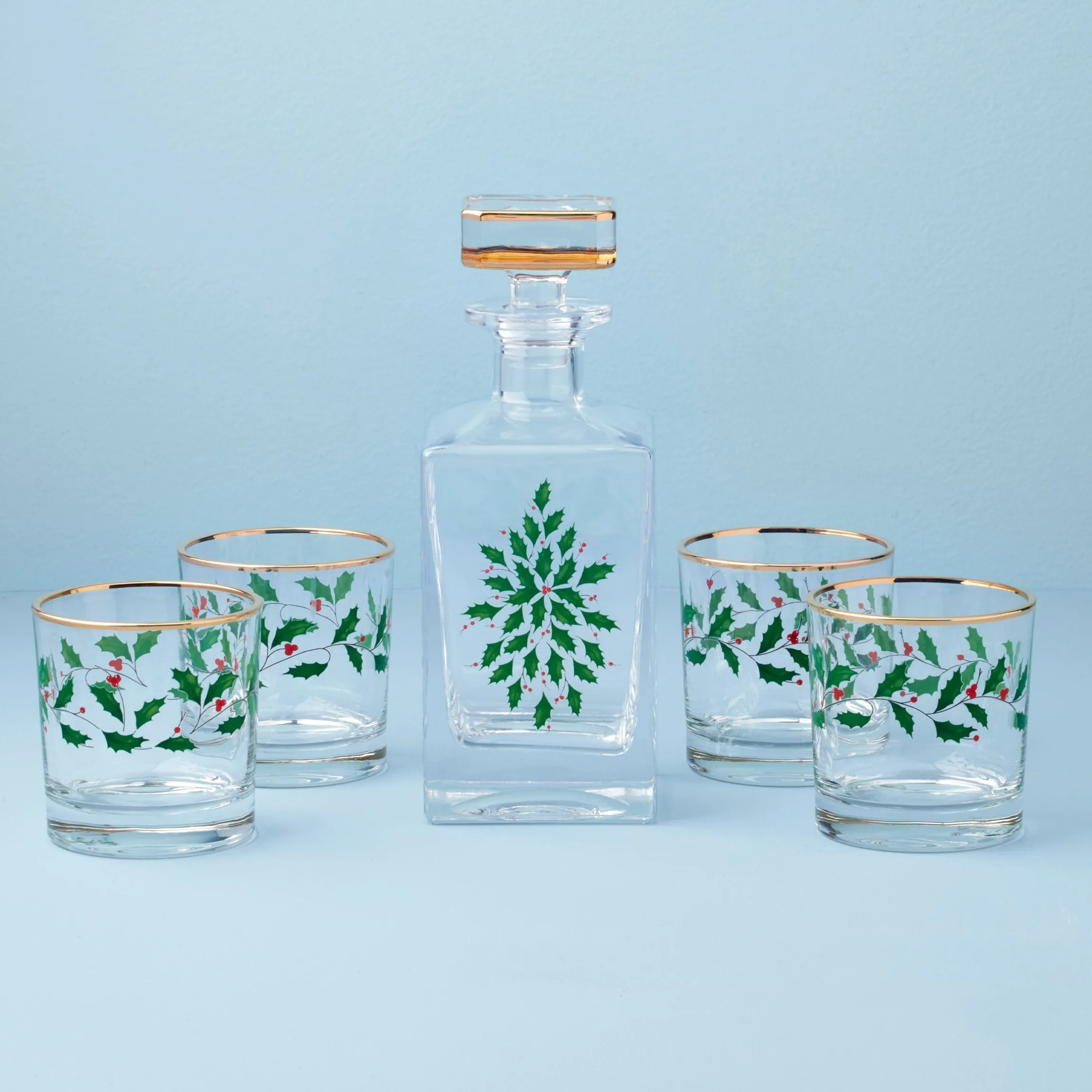 Holiday 5-Piece Decanter & Whiskey Glass Set
