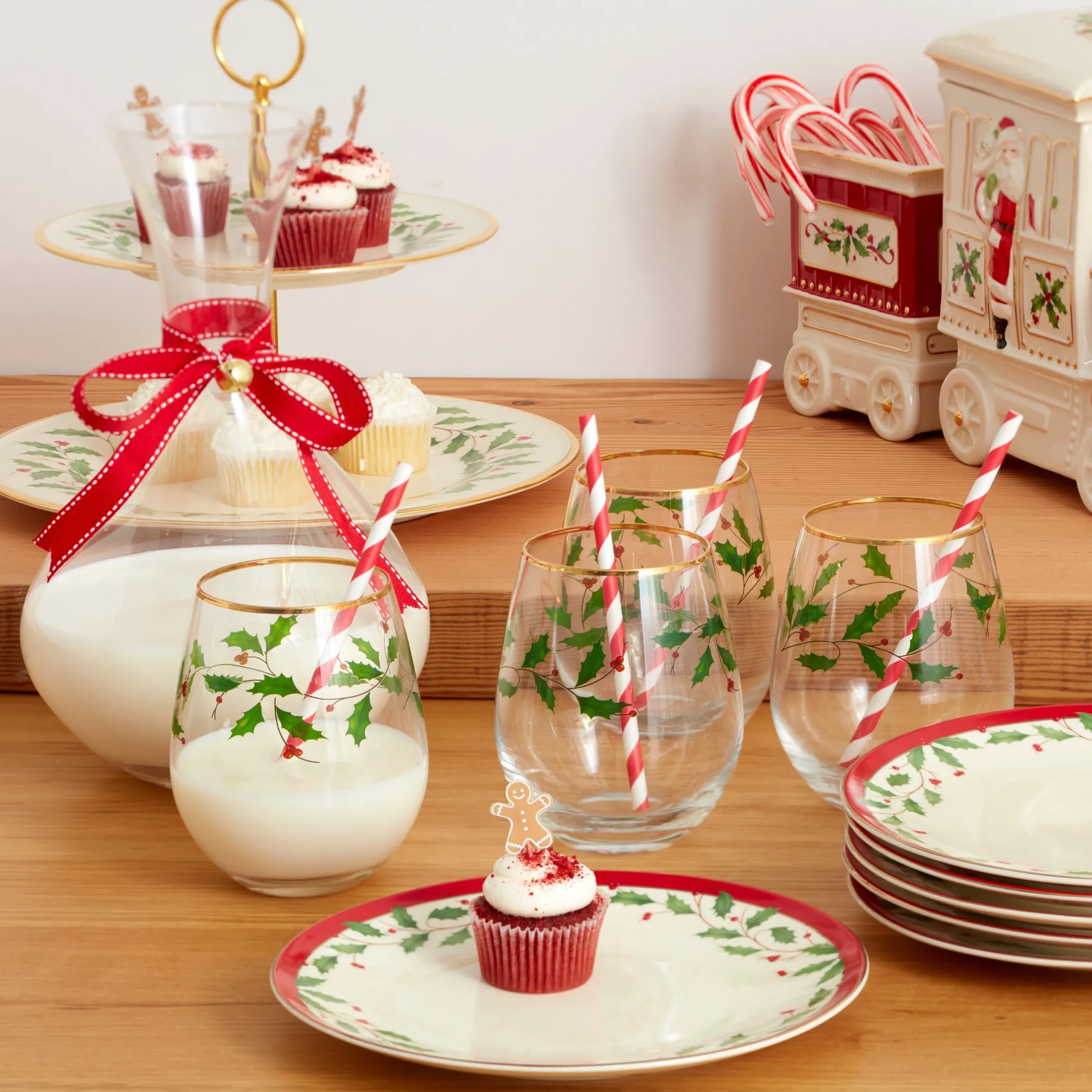 Holiday Stemless Wine Glasses, Set of 4
