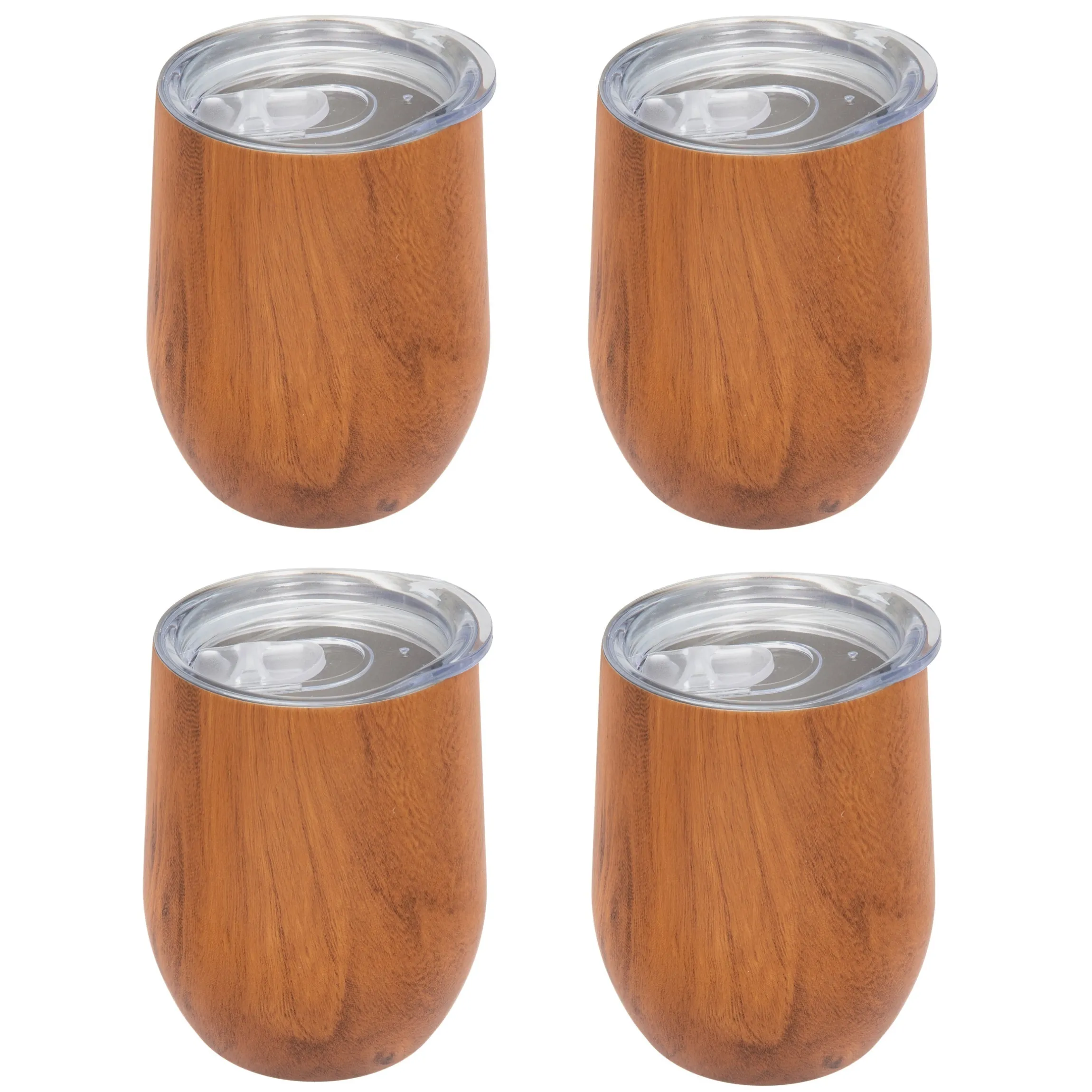 Insulated Woodgrain Wine Tumblers, Set of 4
