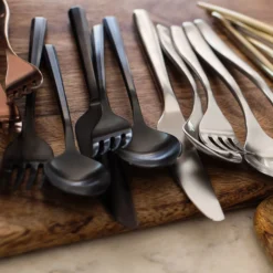 Isobel Black Satin 20-Piece Flatware Set