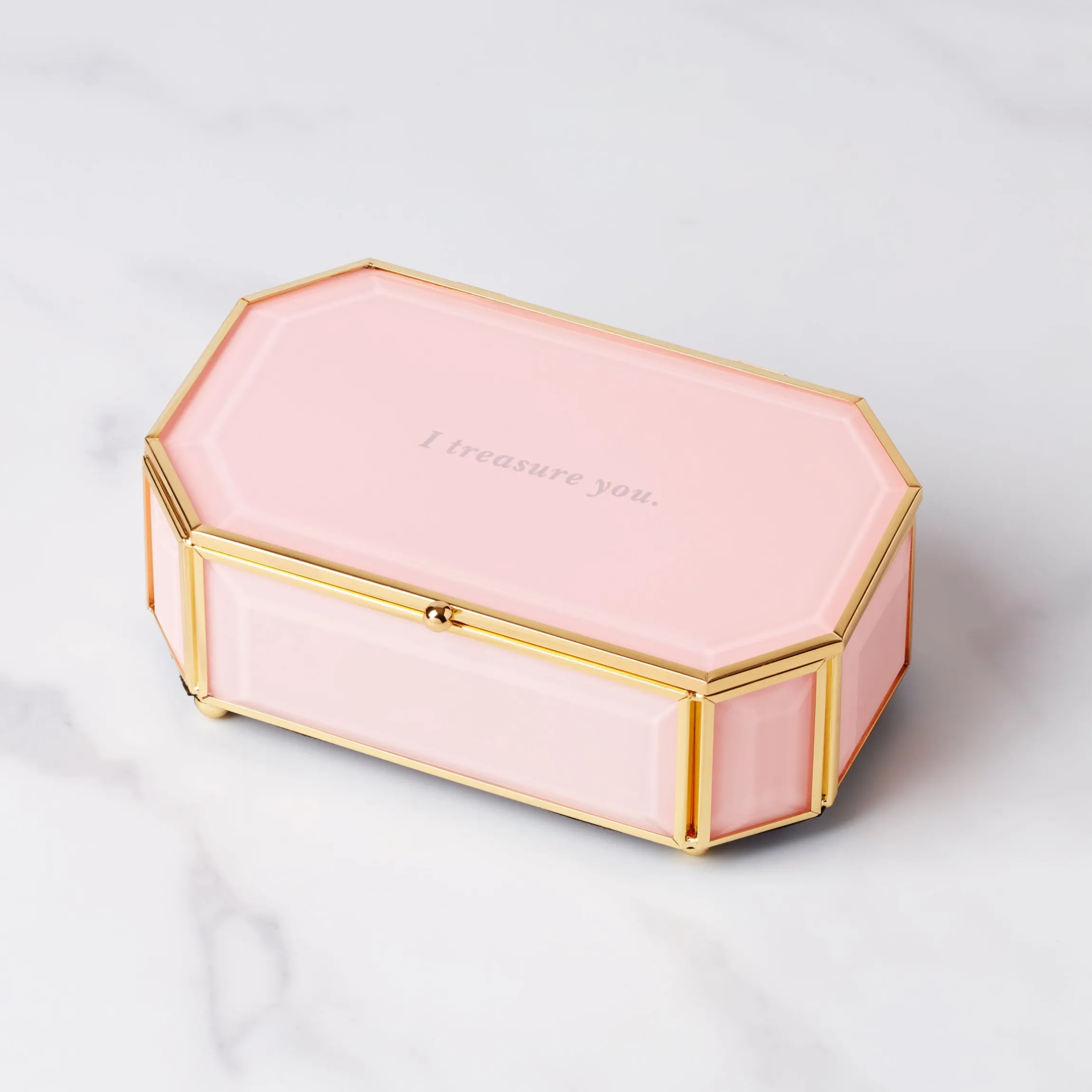 "I Treasure You" Pink Jewelry Box