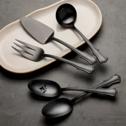 James Street Black Satin 5-Piece Hostess Set