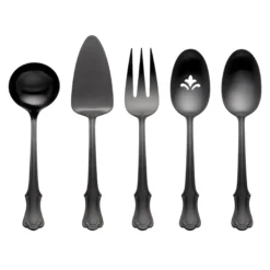 James Street Black Satin 5-Piece Hostess Set