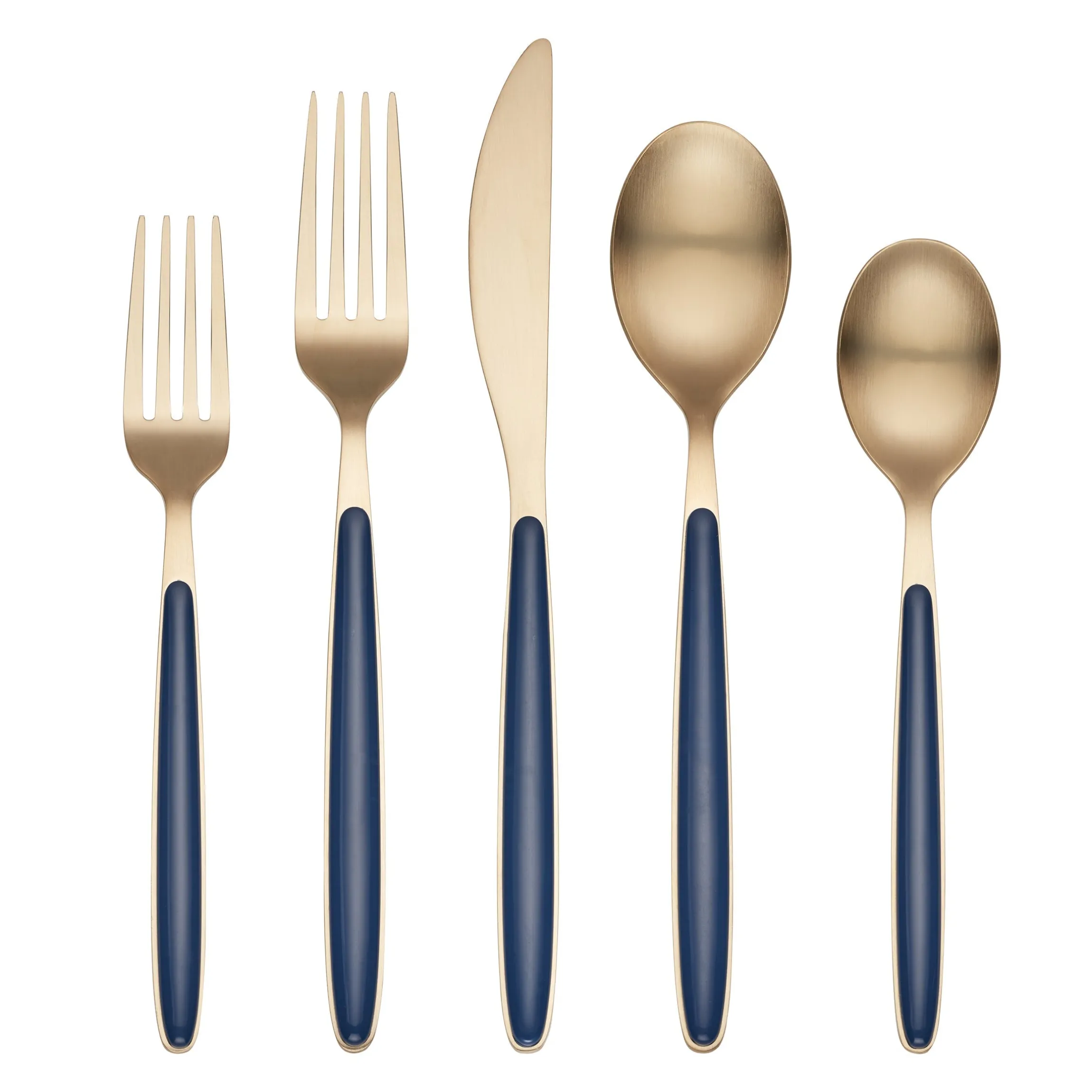 Kiernan Champagne Satin Navy Handle 20-Piece Flatware Set