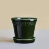 Kobenhavner Glazed Emerald Green 16cm Pot with Saucer