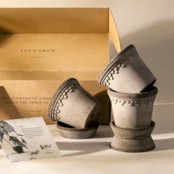 Kobenhavner Raw Nordic Grey 10cm Terracotta Pots, Set of 3