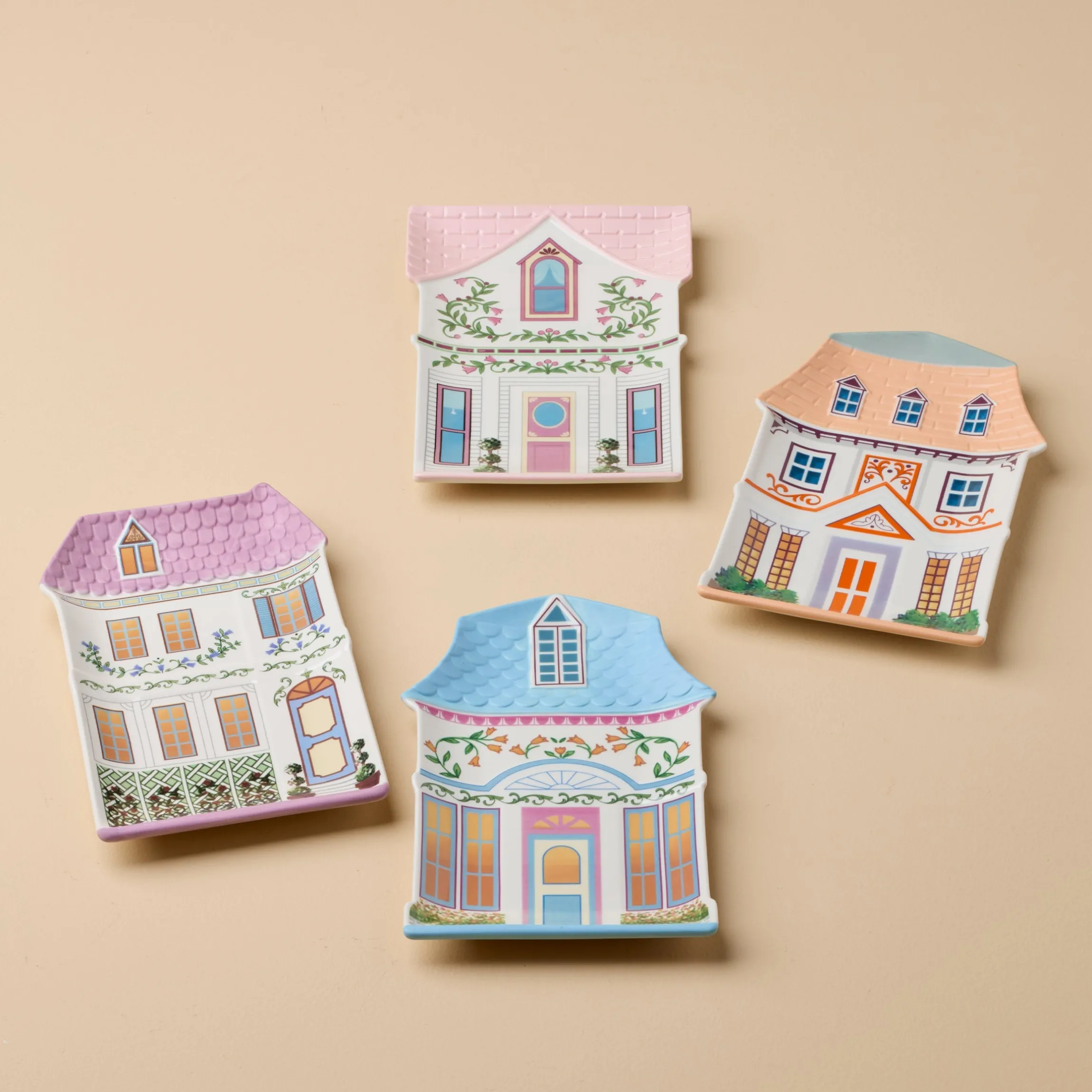 Lenox Spice Village House Accent Plates, Set of 4
