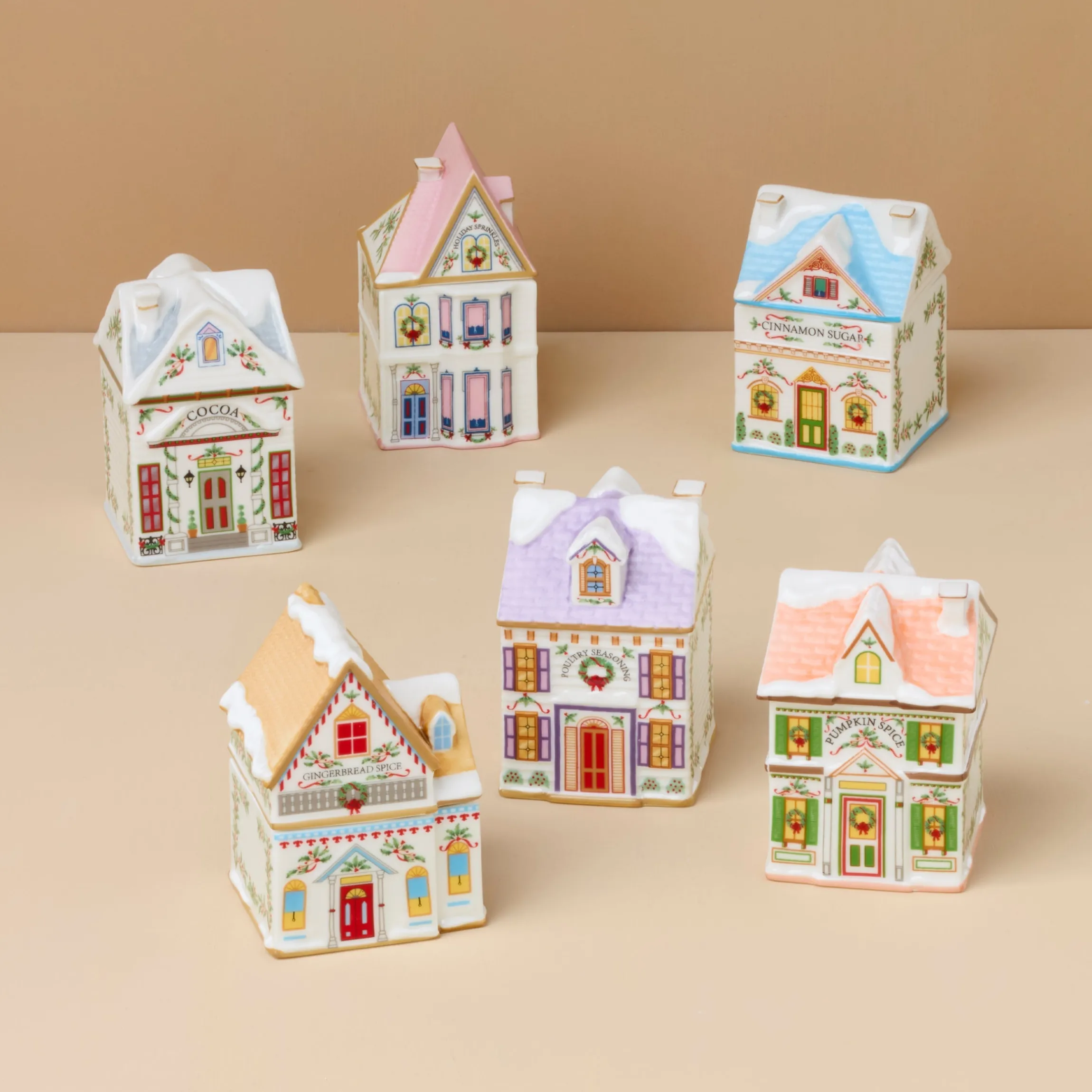 Lenox Spice Village 6-Piece Christmas Spice Jar Set