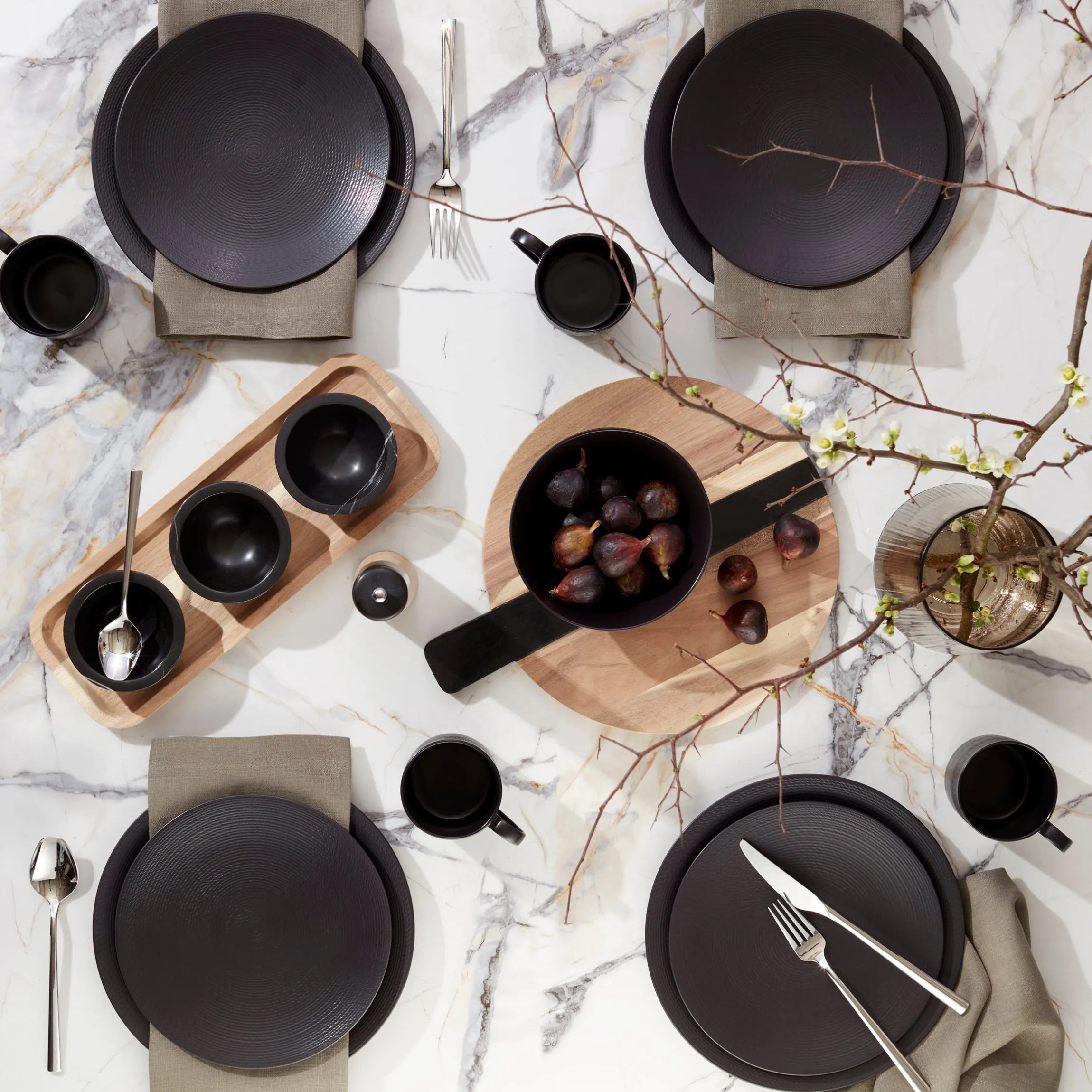 LX Collective Black 12-Piece Dinnerware Set