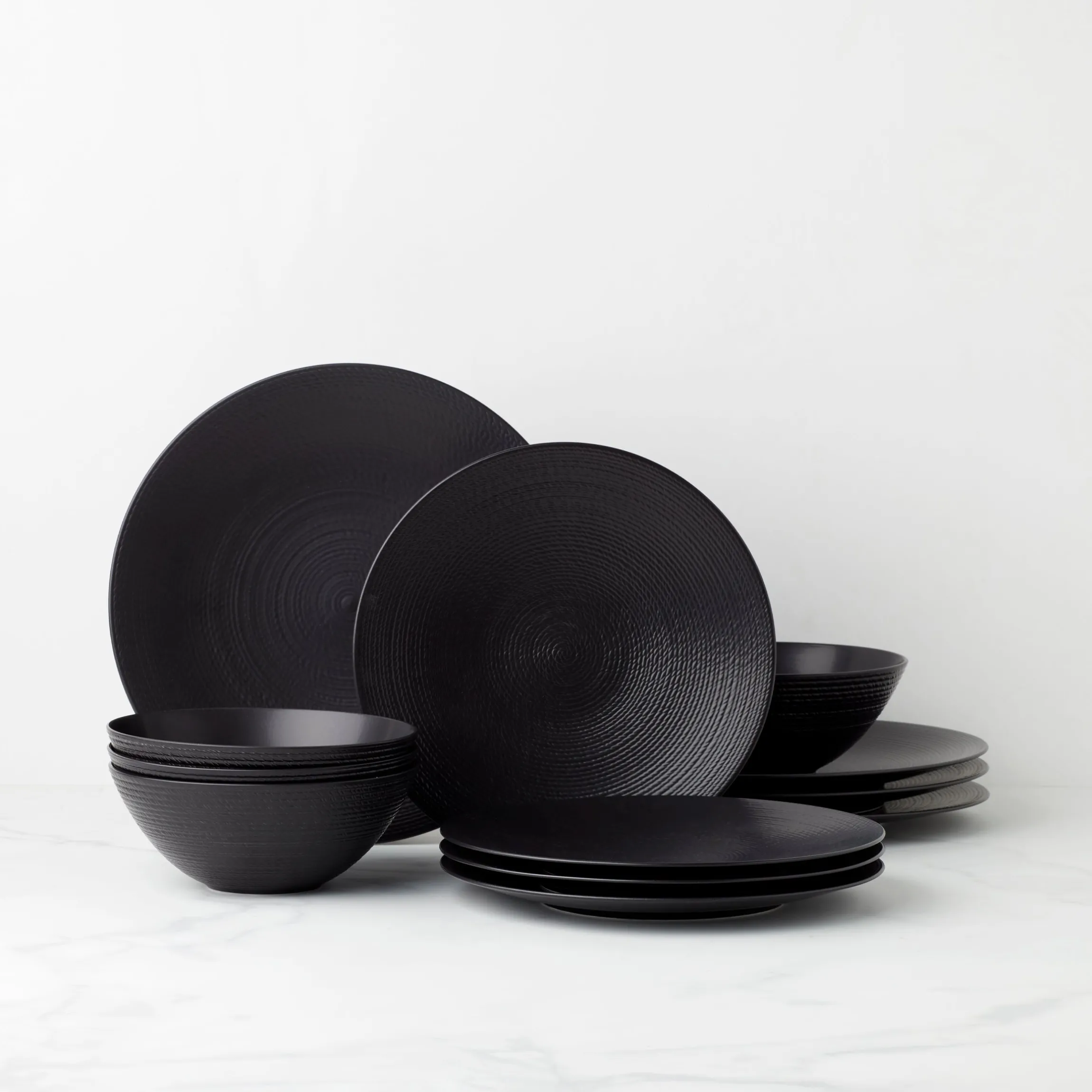 LX Collective Black 12-Piece Dinnerware Set