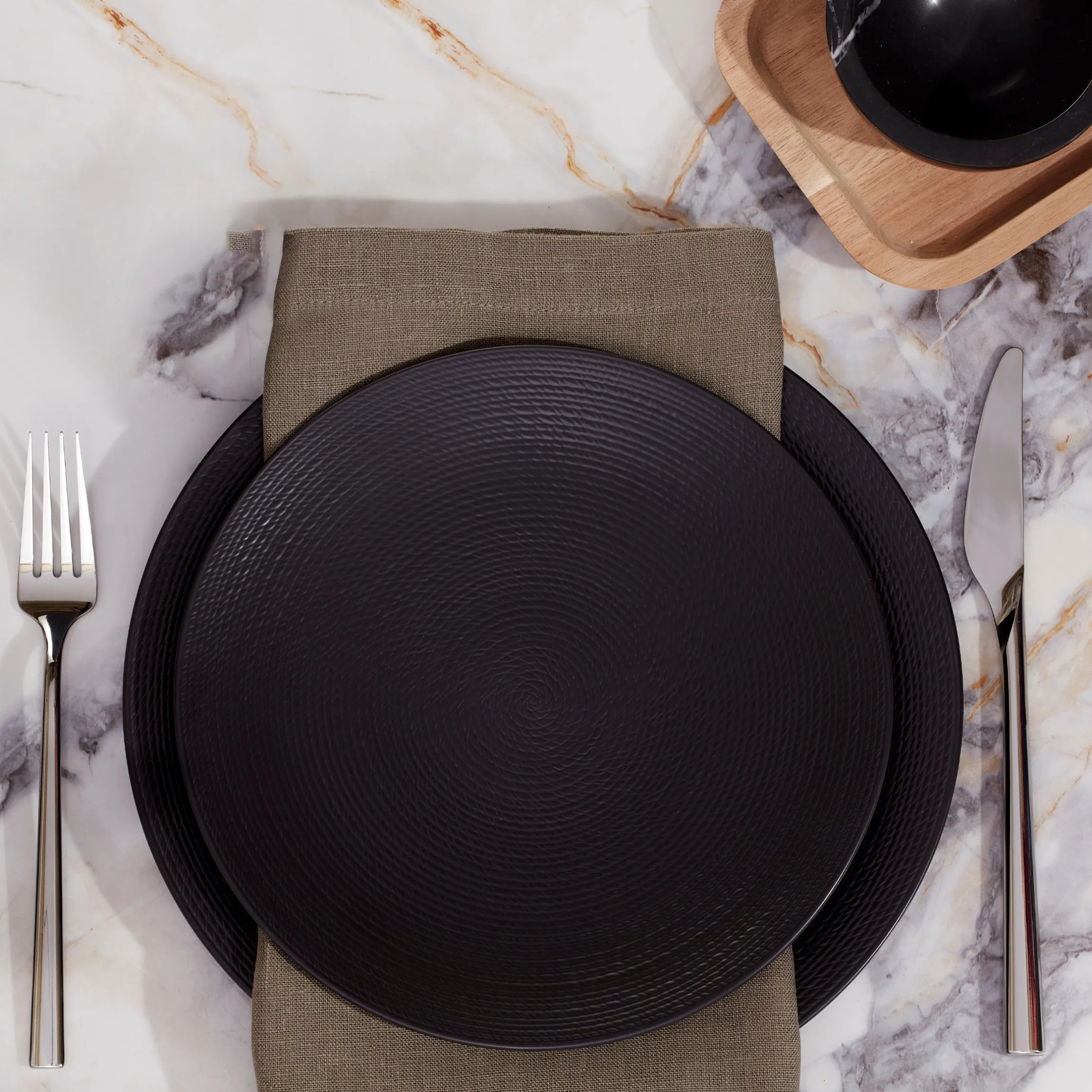 LX Collective Black 12-Piece Dinnerware Set