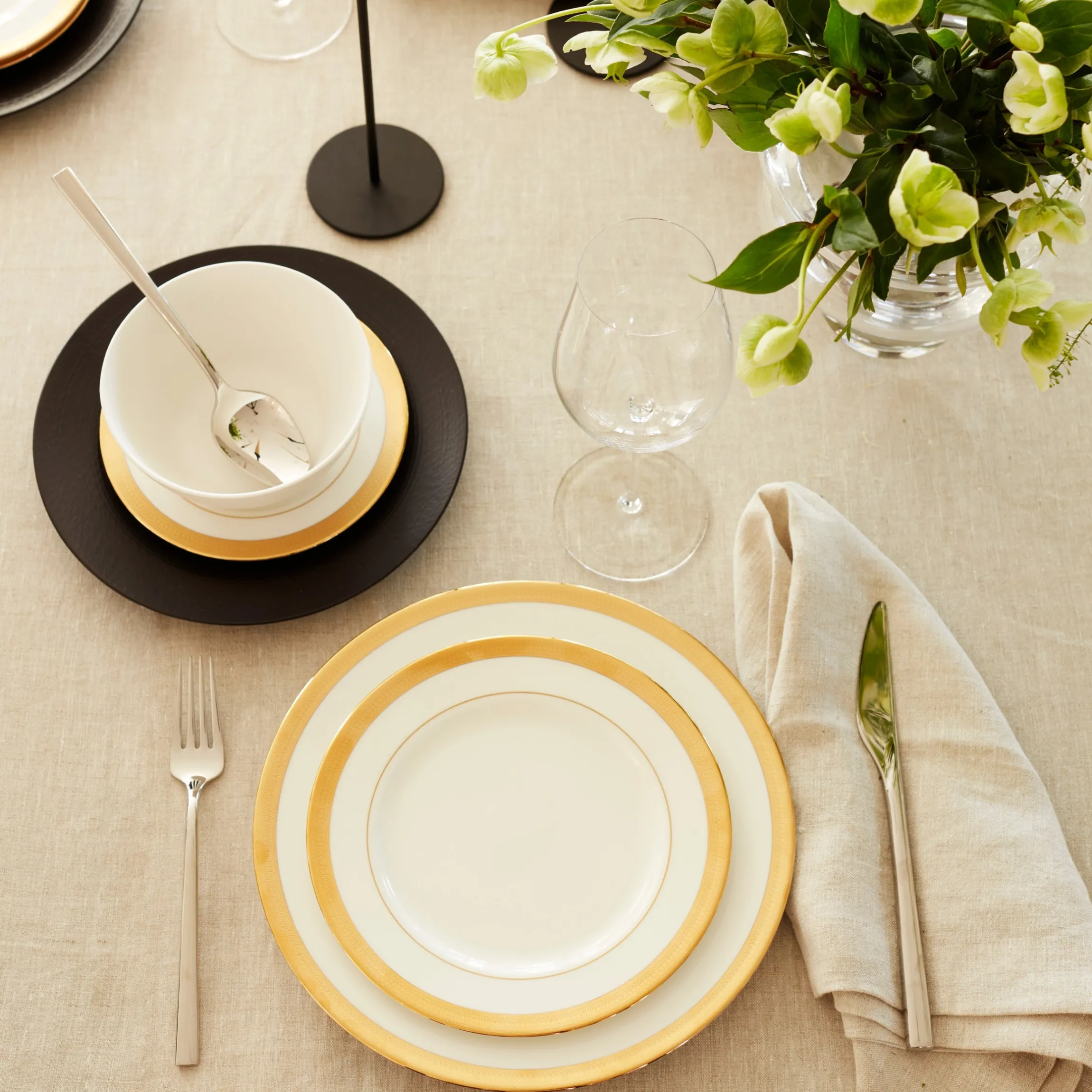 LX Collective Black 12-Piece Dinnerware Set