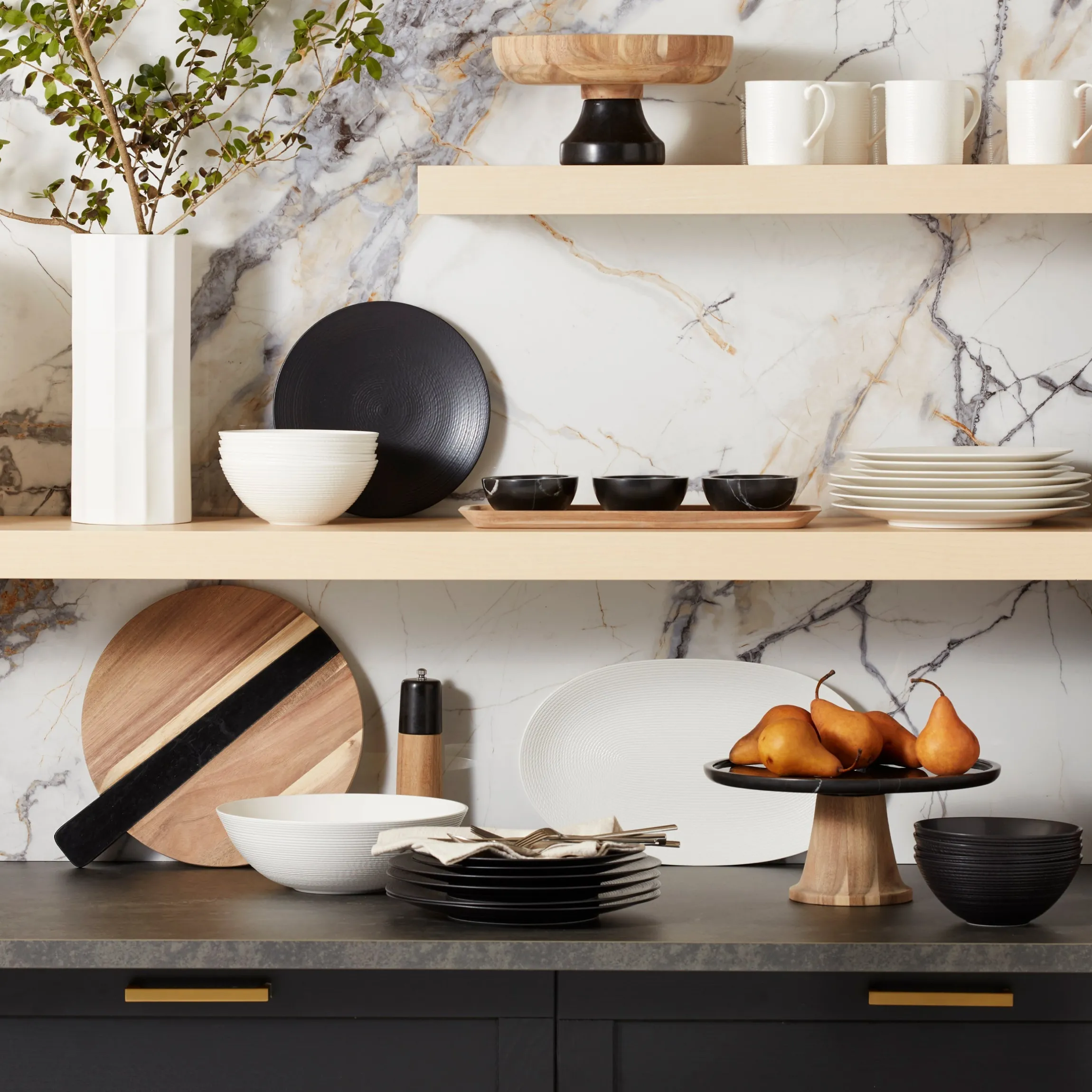 LX Collective White 12-Piece Dinnerware Set