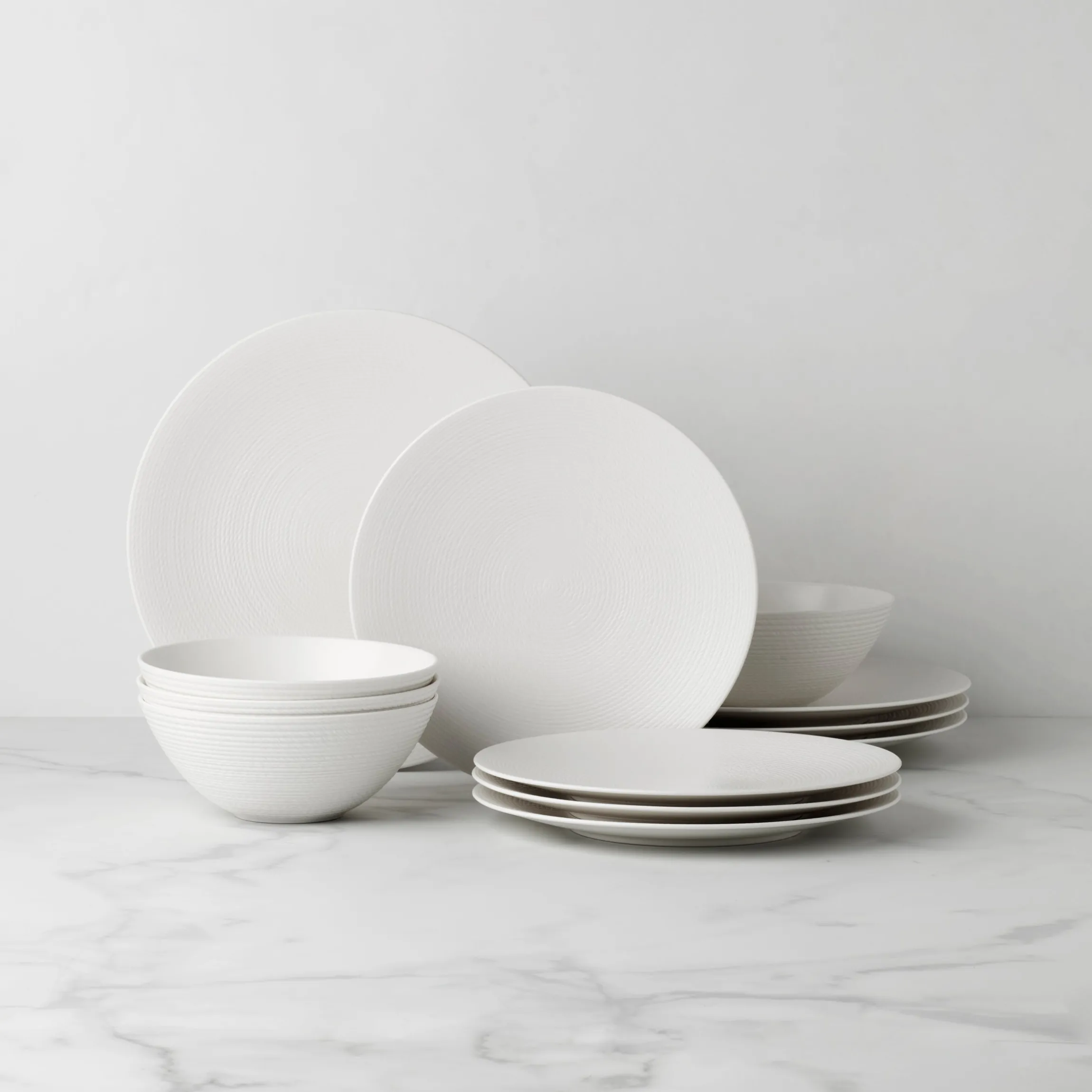 LX Collective White 12-Piece Dinnerware Set