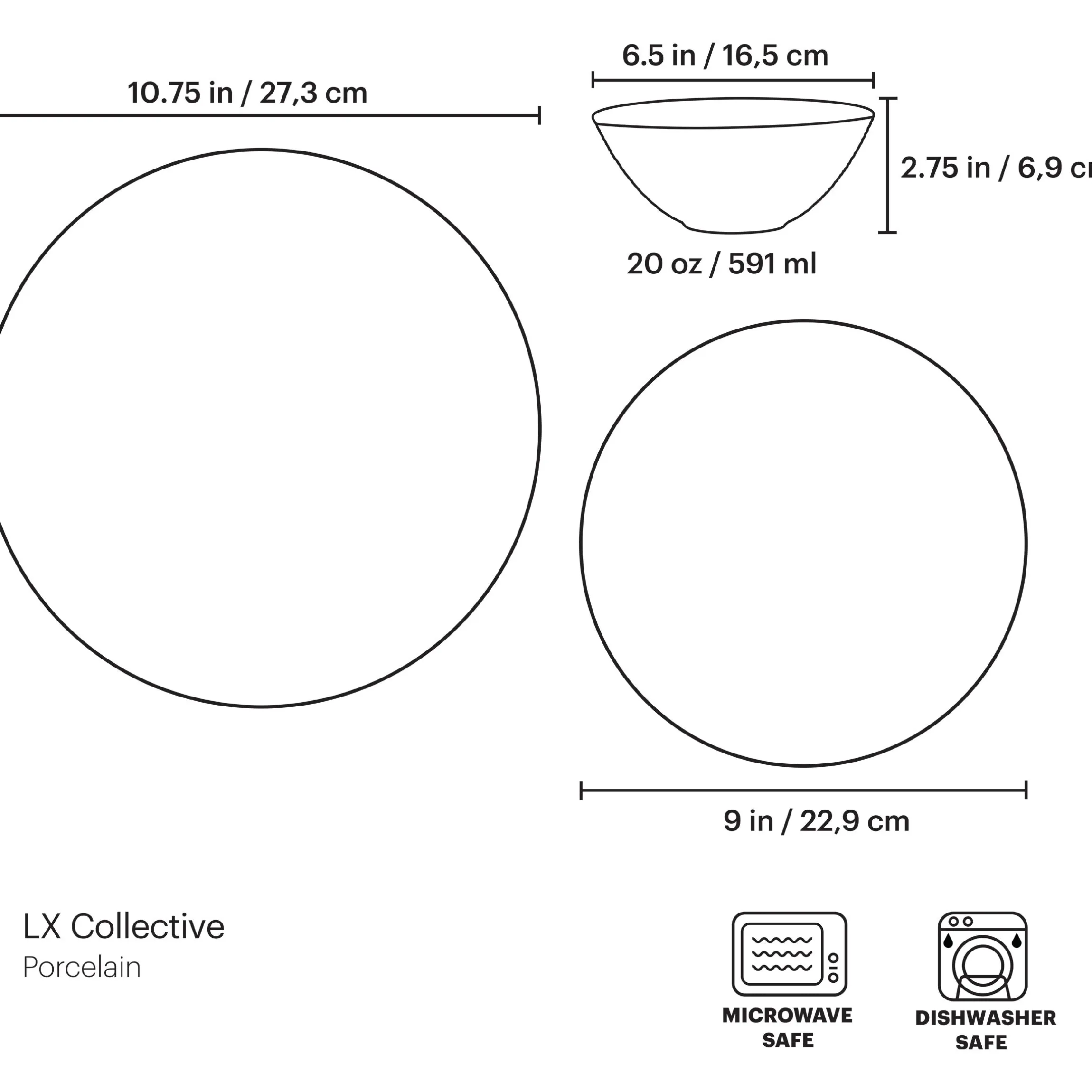 LX Collective White 12-Piece Dinnerware Set