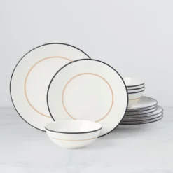 Make It Pop Black & Gold 12-Piece Dinnerware Set