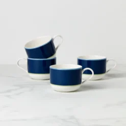 Make It Pop Navy & Green Mugs, Set of 4