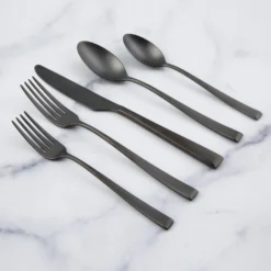 Marlise Black Satin 20-Piece Flatware Set