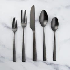 Marlise Black Satin 20-Piece Flatware Set